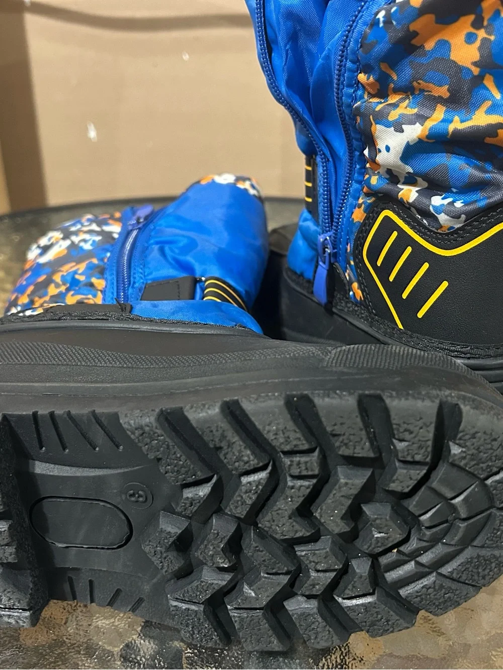 Kids Blue & Orange Snow Boots